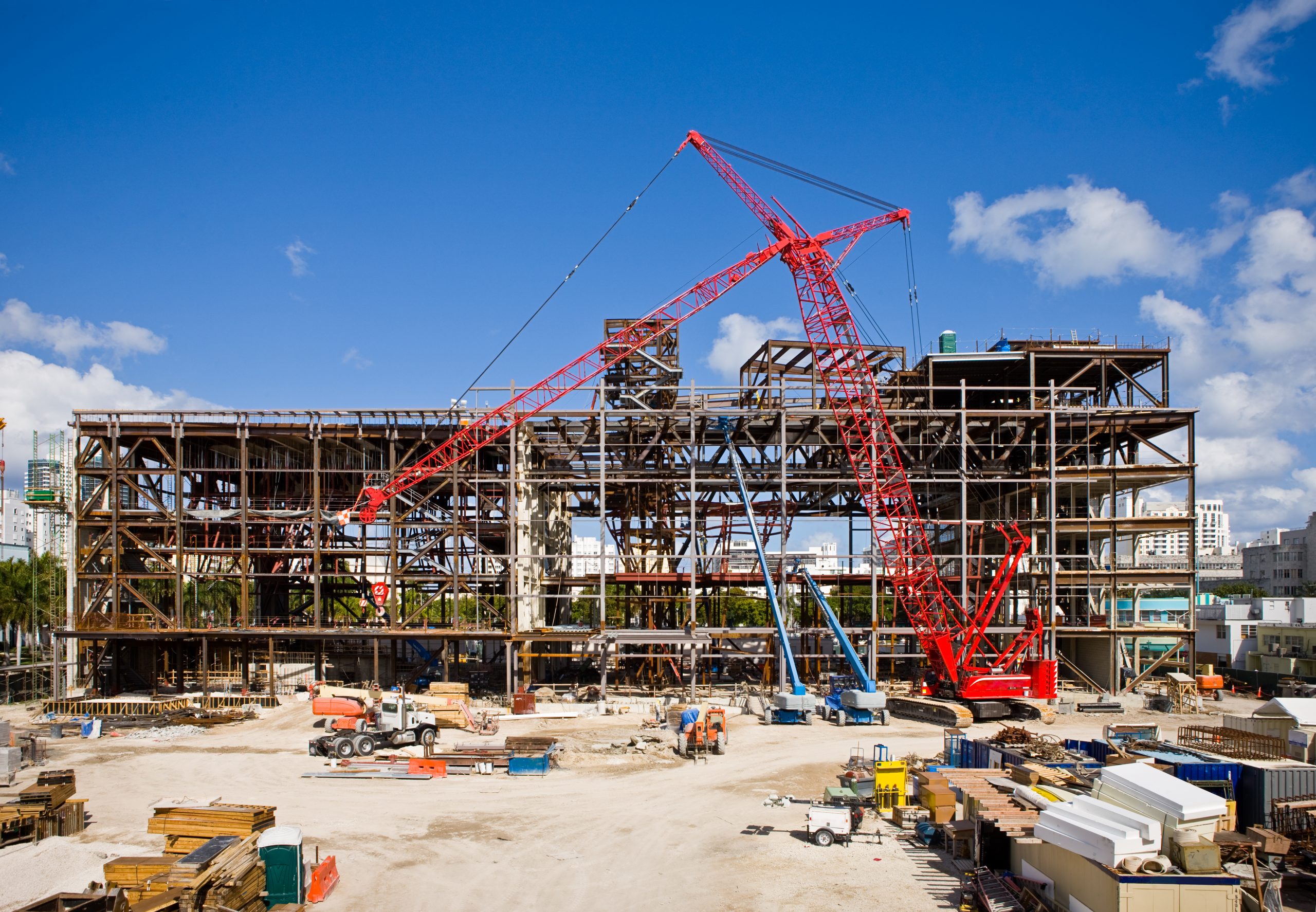 Colorful construction site on a sunny day